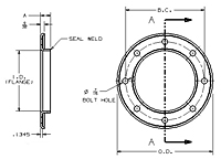 Dimensions of Allegheny Coupling 316 Stainless Steel Flanges (Flued)